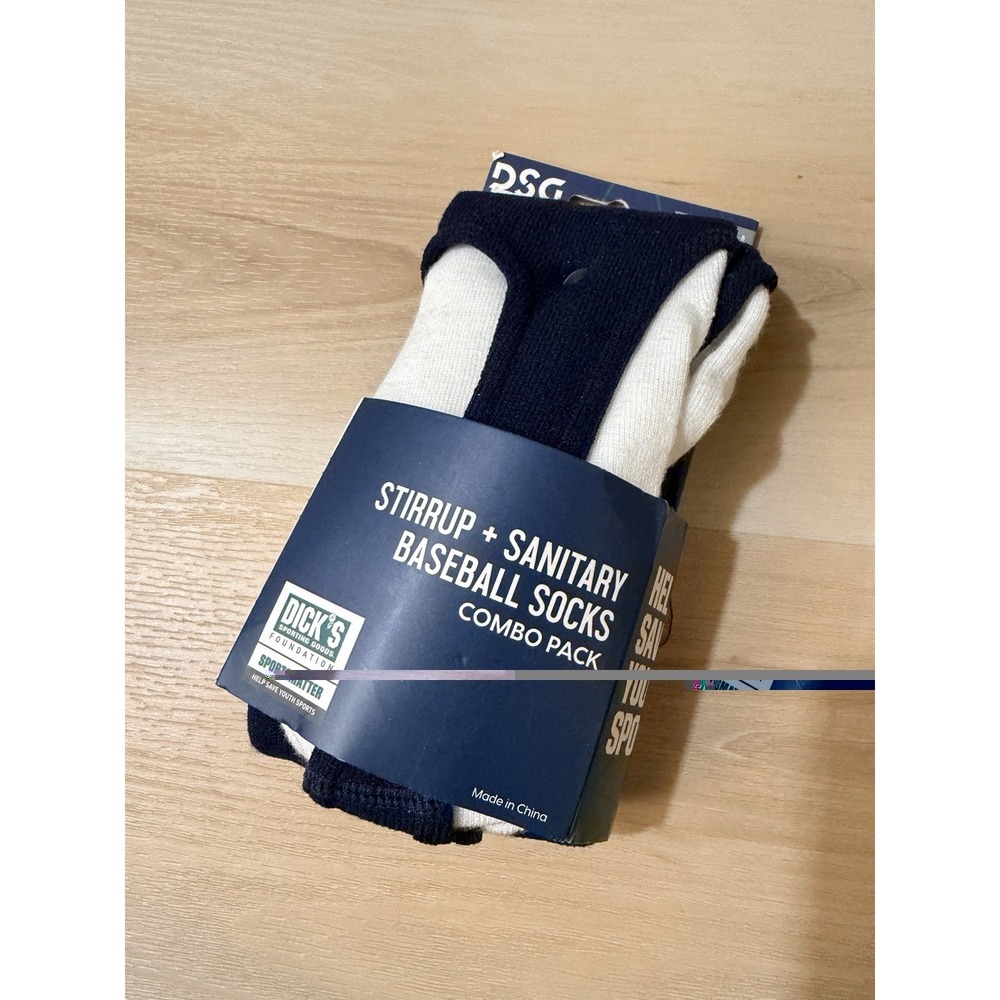 DSG Stirrup and Sanitary Sock Baseball/Softball Socks Combo Pack Medium Navy